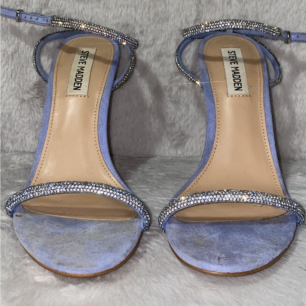Steve Madden Lavender Suede Crystal Ankle-Strap Heels
